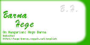 barna hege business card